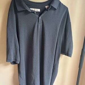 Tommy Bahama Black and Grey Striped Polo Shirt